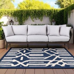 Armen Living Athos Indoor Outdoor 3 Seater Sofa in Dark Eucalyptus Wood with Latte Rope and Grey Cushions - Lifestyle 