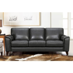 Armen Living Bergen 87" Pewter Genuine Leather Square Arm Sofa