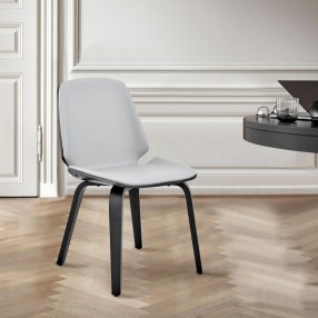 Armen Living Brinley Gray Faux Leather And Black Wood Dining Room Accent Chair
