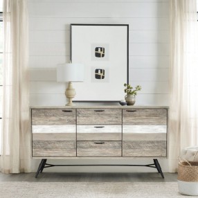 Armen Living Bridges Sideboard Buffet Cabinet in Two Tone Acacia Wood
