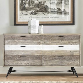 Armen Living Bridges 6 Drawer Dresser in Two Tone Acacia Wood