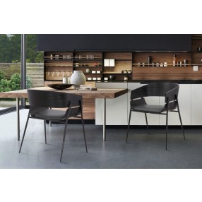 Bronte Wood and Metal Contemporary Dining Room Chairs Set of 2