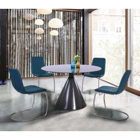 Armen Living Brittany Contemporary Dining Table In Gray Matte Finish And Gray Glass Top in Matte Gray 