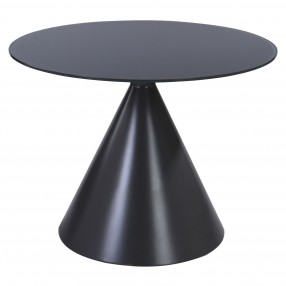 Brittany Contemporary Dining Table in Grey Matte Finish and Grey Glass Top - Angled