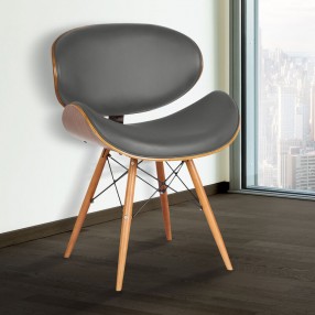Armen Living Cassie Mid-Century Dining Chair In Walnut Wood And Faux Leather