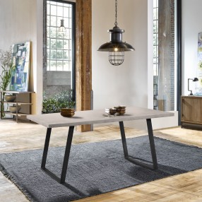 Armen Living Coronado Contemporary Dining Table in Grey Powder Coated Finish with Cement Gray Top - Lifestyle