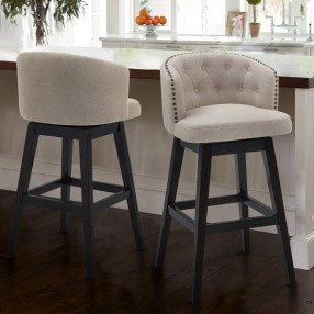 Armen Living Celine Counter Height Wood Swivel Tufted Barstool In Espresso Finish