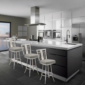 Armen Living Cleo 26" Modern Swivel Barstool In Gray And Stainless Steel