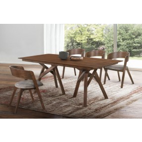 Cortina 79" Mid-Century Modern Walnut Wood Dining Table with Walnut Legs