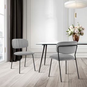 Armen Living Carlo Gray Velvet And Metal Dining Room Chairs - Set of 2