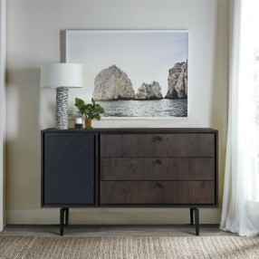 Armen Living Cross Solid Oak and Metal 3 Drawer Dresser
