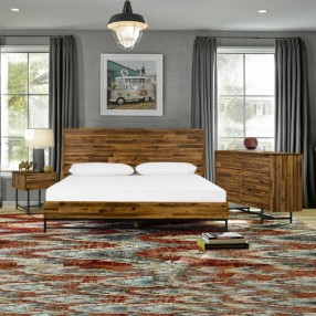 Armen Living Cusco Rustic Acacia Platform King or Queen Bed In Antique Acacia