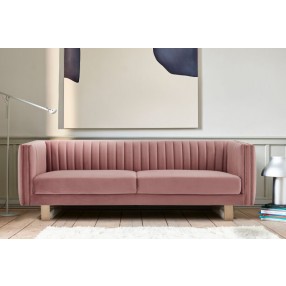 Armen Living Delilah 86" Blush Velvet Square Arm Sofa with Gold Legs
