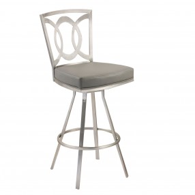 Drake 26" Contemporary Swivel Barstool In Gray and Stainless Steel 