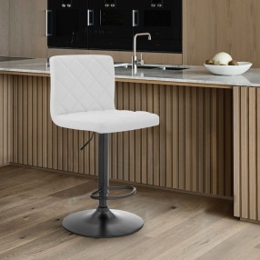 Armen Living Duval Adjustable  White Faux Leather Swivel Bar Stool 