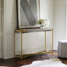 Armen Living Dua Gray Concrete Console Table with Antique Brass
