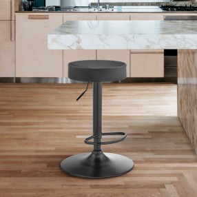 Armen Living Dax Backless Dark Gray Faux Leather Adjustable Height Bar Stool