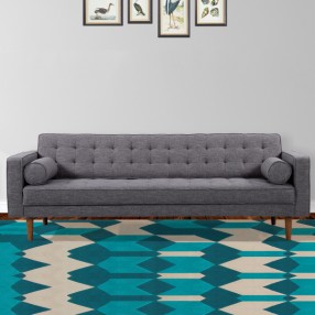 Armen Living Element Mid-Century Modern Sofa in Dark Gray Linen and Walnut Legs