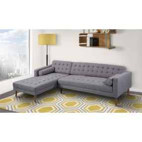 Armen Living Element Left-Side Chaise Sectional in Dark Gray Linen and Walnut Legs - Lifestyle