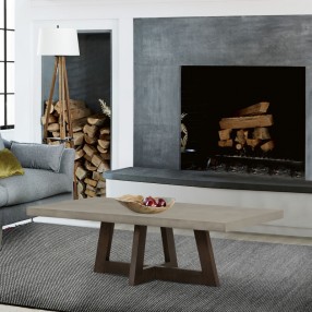 Armen Living Elodie Gray Concrete and Dark Gray Oak Rectangle Coffee Table