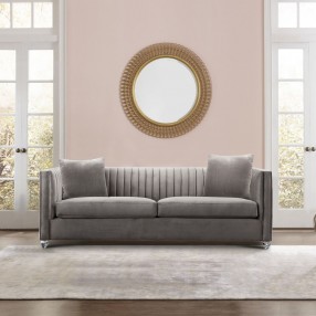 Emperor Contemporary Sofa with Acrylic Finish And Beige Fabric and Pillows  - Lifestyle