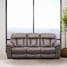 Armen Living Estelle Power Reclining Sofa in Gunmetal Fabric