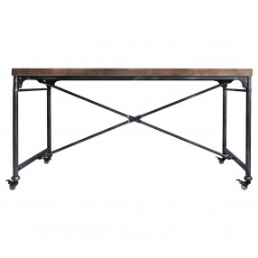 Enzo Industrial Dining Table in Industrial Grey and Pine Wood - Front
