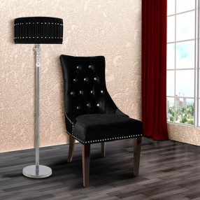 Armen Living Carlyle Tufted Velvet Side Chair with Nailhead Trim in Black
