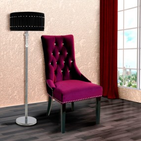 Armen Living Carlyle Tufted Velvet Side Chair with Nailhead Trim in Purple