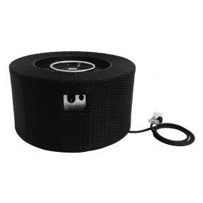 Moon Outdoor Patio Wicker Fire Pit in Black with Nature Texture Finish - Front