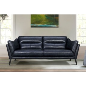 Armen Living Franz 87" Modern Blue Genuine Leather Sofa