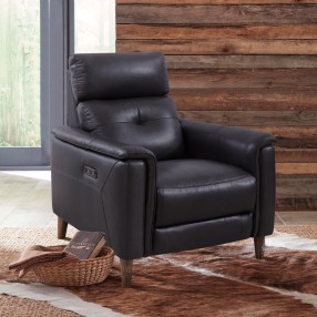Armen Living Montague Dual Power Headrest and Lumbar Support Recliner Chair in Genuine Brown Leather