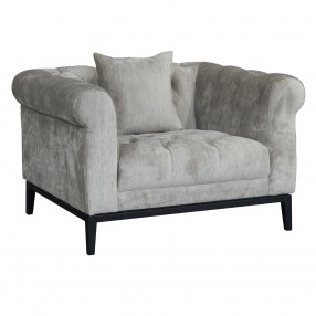 Armen Living Glamour Contemporary Chair with Black Iron Finish Base and Beige Fabric - Angled