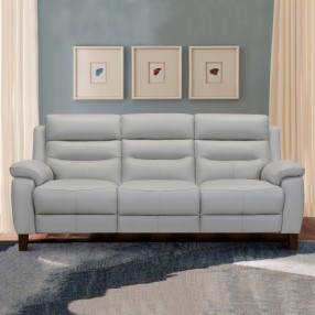 Armen Living Hayward 82" Genuine Dove Gray Leather Power Reclining Sofa