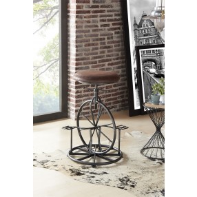 Armen Living Harlem Adjustable Height Swivel Wrangler Fabric and Metal Bicycle Bar Stool
