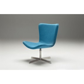 Valletta Swivel Lounge Chair Blue Fabric with Brushed Stainless Steel