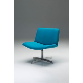 Varley Swivel Lounge Chair Blue with Brushed Stainless Steel 