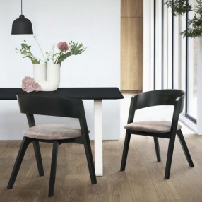 Armen Living Jackie Mid-Century Upholstered Dining Chairs in Black finish - Set of 2