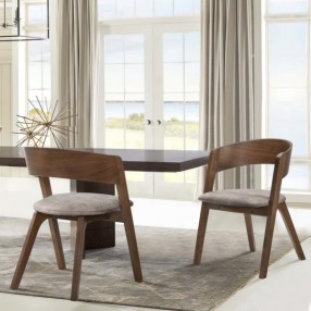 Armen Living Jackie Mid-Century Upholstered Dining Chairs In Walnut finish - Set of 2