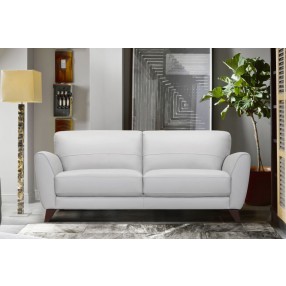 Armen Living Jedd Contemporary Sofa in Genuine Dove Gray Leather with Brown Wood Legs