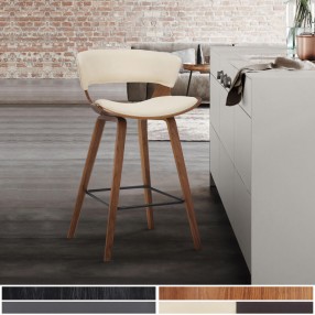 Armen Living Jagger Modern 26" Wood and Cream Faux Leather Counter Height Barstool