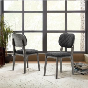 Armen Living Katelyn Midnight Open Back Dining Chair - Set of 2 In Tundra Gray