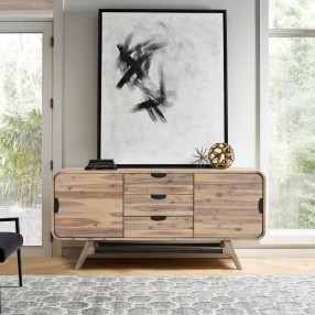 Armen Living Kendra 3 Drawer Sideboard Buffet in Gray Acacia Wood 