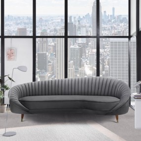 Armen Living Karisma Dark Gray Curved Velvet Sofa