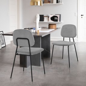 Armen Living Lucy Gray Velvet and Metal Dining Room Chairs - Set of 2