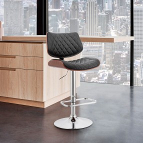 Armen Living Leland Adjustable Cream Faux Leather and Chrome Finish Bar Stool 