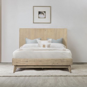 Armen Living Baly Acacia Mid-Century Gray Sandblast Platform Bed In Gray Sandblast Summer
