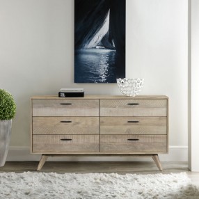 Armen Living Baly Acacia Mid-Century Gray 6 Drawer Dresser