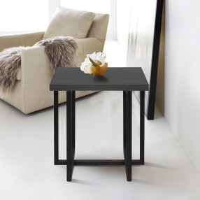 Tuxedo Round End Table with Gray Finish and Gray Top - White BG