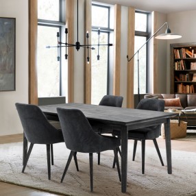 Armen Living Lileth Charcoal / River Upholstered Dining Chair - Set of 2